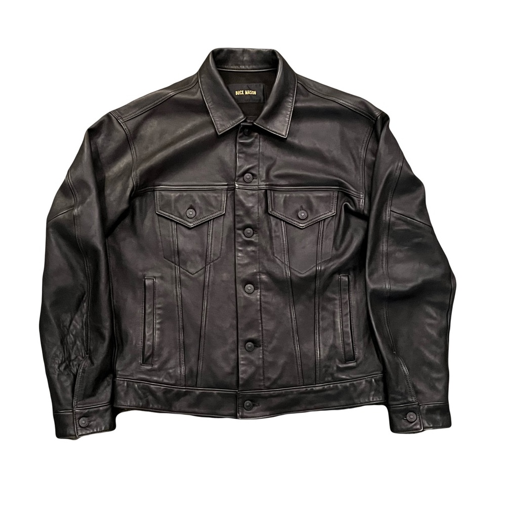 Buck Mason Bruiser Leather Trucker Jacket
